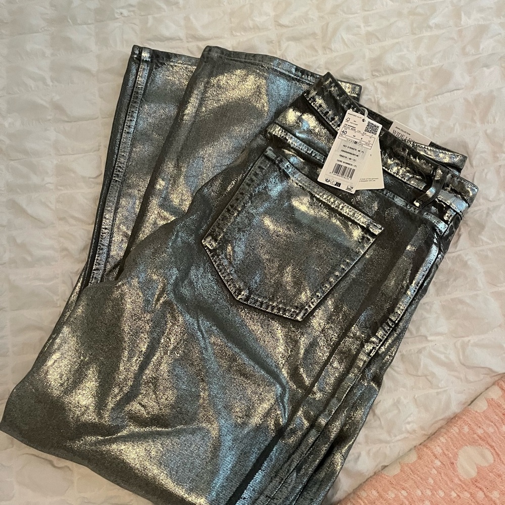 mango silver jeans 40 us 8 NWT